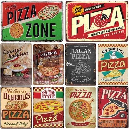 Pizza Bbq Fast Food Restaurant Vintage Metal Tin Sign Retro Metal Plaque Art Poster Home Decor Kitchen Restaurant Wall Painting
