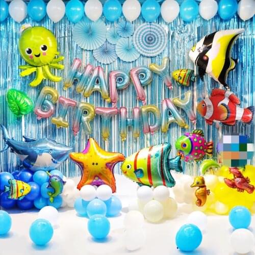 Animal Foil Balloons Birthday Party Decorations Kids Ocean Fish Balls Inflatable Toys Baby Shower Summer Animal Theme Party