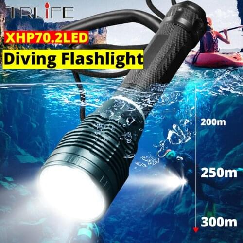 2020 XHP70 Xlamp Dive for LED Flashlight XHP50.2 Powerful Scuba Diving Brightest Underwater 300M Torch Waterproof 3T6 Lanternas