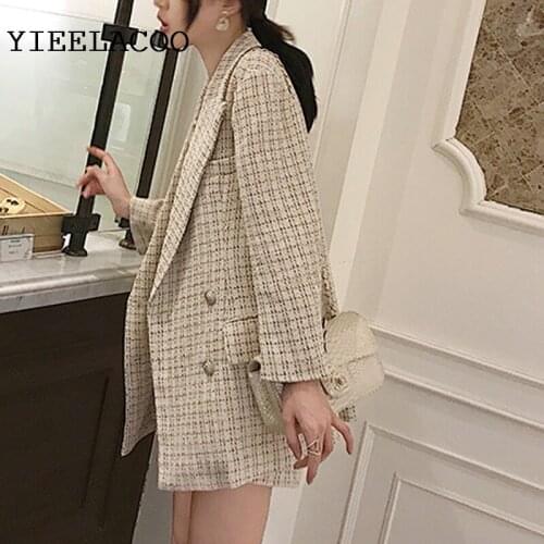 Black plaid tweed jacket + shorts suits 2020 spring /autumn /winter womens Jackets new ladies 2-piece shorts suits