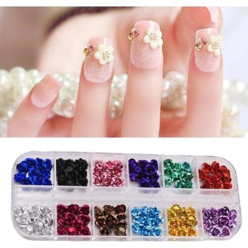 1 Box Flower Nail Art Anti-rust Anti-fall Novel 3D Metal Flower Nail Stud for Nail