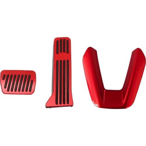 1 Pcs Car Steering Wheel Covers Trim Sticker & 1 Set Aluminium Alloy No Drilling Accelerator Pedal Covers