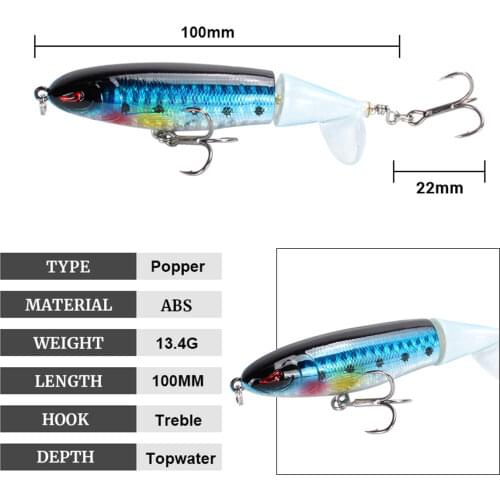 1PCS Whopper Popper 10cm/10.5cm Fishing Lure Artificial Bait Hard Soft Rotating Tail Fishing Tackle Geer Pesca