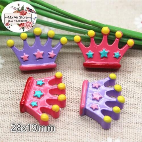 10pcs Resin crown flatback Cabochon Art Supply Decoration Charm hair bow center 28x19mm DIY craft