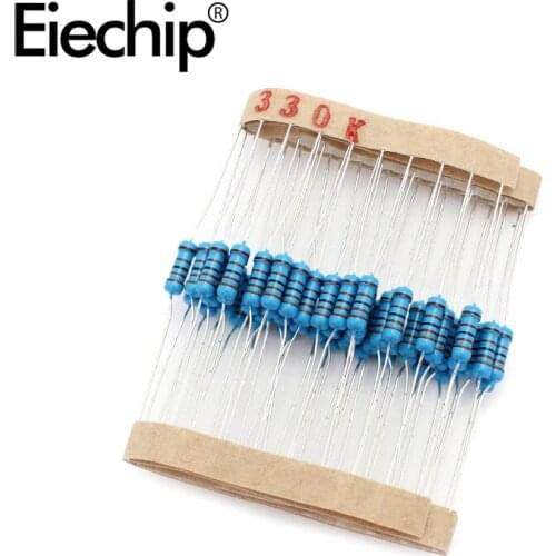 100pcs/lot 0.5W 1 ohm 1% Metal film resistor 1/2W resistance 330K Electronic resistors