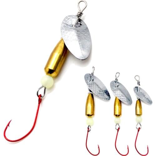 2Pcs Spinner Bait 2.2g 3.8g 5.8g Rotation Spoon Sequins Fishing Lures Artificial Bait Metal With Single Hooks Pike Carp Fishing