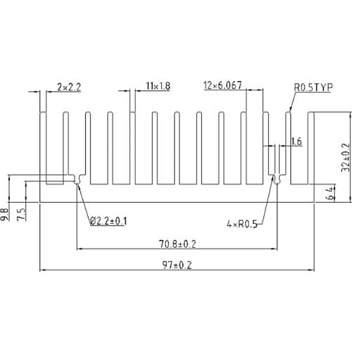 2PCS Heatsink 97*32-100MM/Aluminum radiator/Aluminum/High power computer case radiator high power aluminum radiator