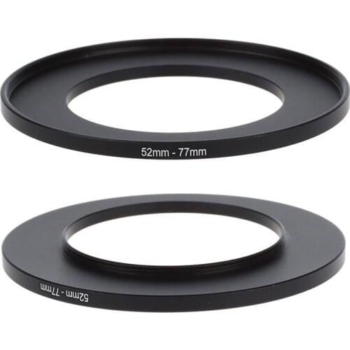 2 Pcs Camera Lens Step Up Filter Black Adapter Ring Metal Step Up Filter Ring Adapter for Camera, 72Mm-77Mm & 52Mm-77Mm