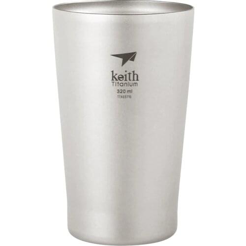 320ml Beer Cup Titanium Double Wall Beer Mug Outdoor Camping Travel Drinkware Coffee Cup Ultralight Ti9221