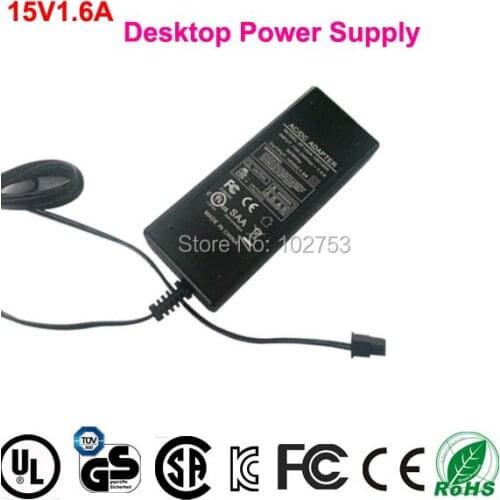 CE,UL listed 24WMolex connector desktop computer 15v 1.6a power supply, free shipping 10pcs 24W block power dc adapter converter
