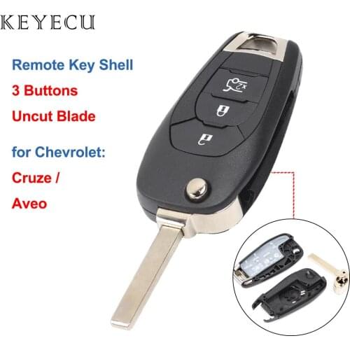 Keyecu Flip Remote Car Key Shell Case Cover Housing 3 Buttons for Chevrolet Cruze Aveo 2014 2015 2016 2017