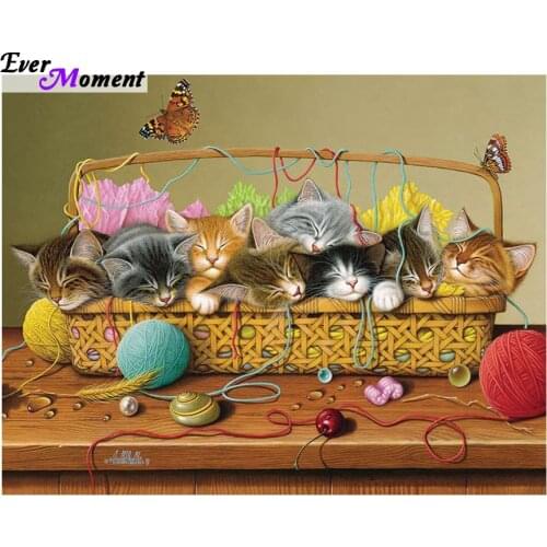 Basket Case Cat Pattern Diamond Embroidery DIY Needlework Diamond Painting Cross Stitch Animal 5D Rhinestones Painting ASF351