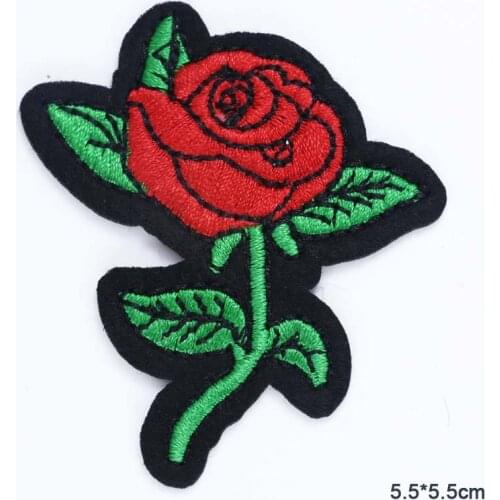 Flower Red Rose Embroidered Patch Iron On Patch Clothes Patch For Clothing Woman