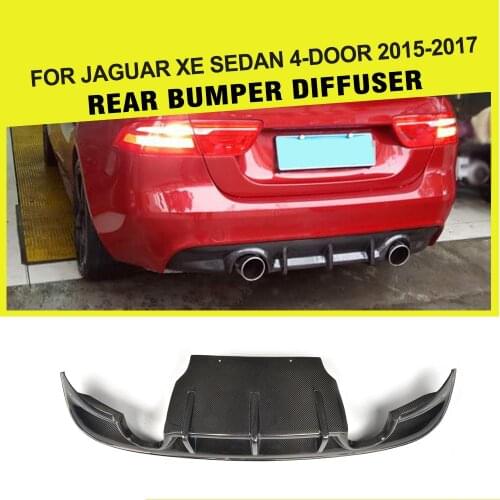 Carbon Fiber Rear Bumper Diffuser Lip Guard Protector for Jaguar XE Sedan 4-Door 2015 2016 2017 Dual Exhaust One Outlet