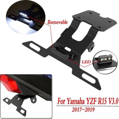 For Yamaha YZF R15 V3 Registration License Plate Holder Tail Tidy Fender Eliminator LED Light Motor Accessories 2017 2018 2019