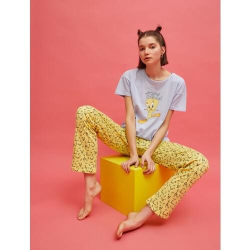 Cotton Women 'S Warner Bros Licensed Tweety Printed Sleepwear Kit
