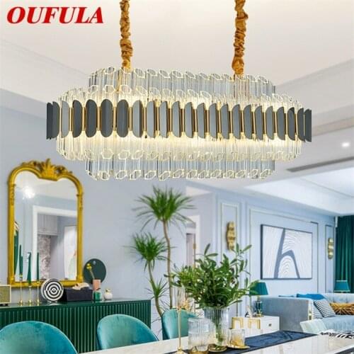 OUFULA Crystal Pendant Light Postmodern Luxury LED Lamp Chandelier Fixture for Home Dining Living Room