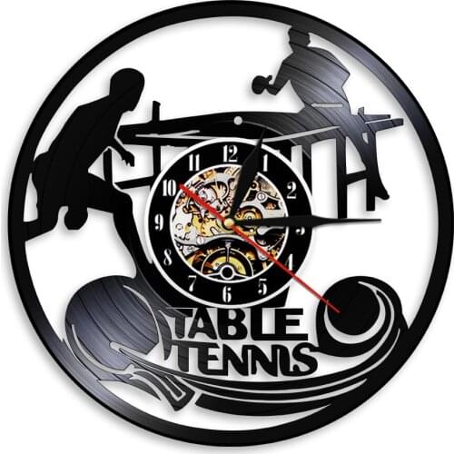 Play Table Tennis Wall Clock Ping Pong Game Vinyl Record Wall Clock with Illuminated LED Backlight Sport Vintage Home Decor Gift