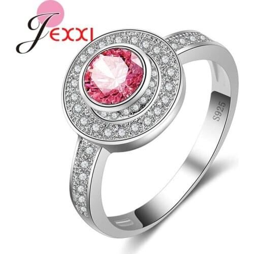 Exquisite Silver Engagement Rings For Women Simple Round Cubic Zircon Bridal Wedding Finger Ring Jewelry Wholesale Gift