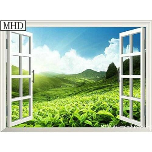 MHD Hot tea mountain window picture 5d diy diamond painting cross stitch new arrival 10 style 3d diamond embroidery home decorat