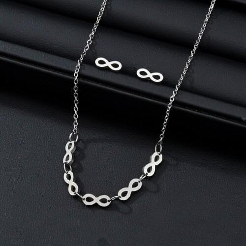 Stainless Steel Jewelry Set Women Silver Color 8 Earring and Necklace Sets jewelry joyeria acero inoxidable