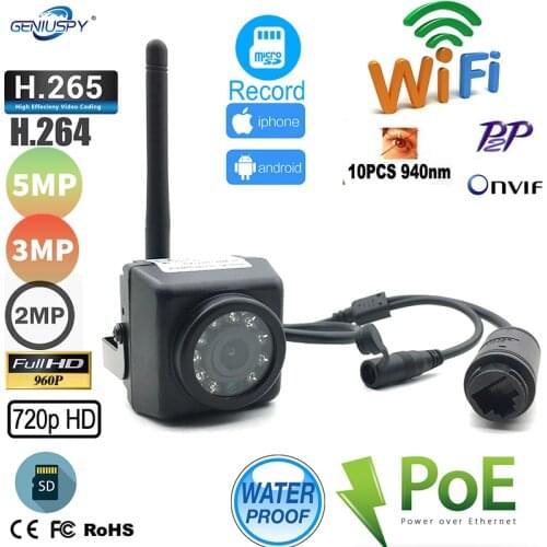 Geniuspy CAMHI TF card POE Mini IP WIFI Camera 1080P 3MP 5MP SONY IMX335 H.264 H.265 Outdoor Night Vision IP Camera Webcam