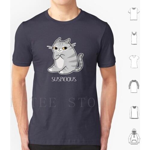 Suspicious Kitten T Shirt Men Cotton 6xl Cat Kitten Kitty Suspicious Plotting Evil Kill Murder Sneaky Bad Black Sarah Joncas
