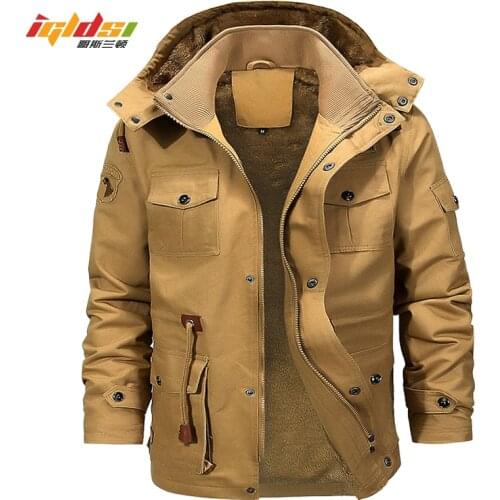 Mens Military Winter Fleece Inner Jacket Casual Thick Thermal Coat Army Pilot Jackets Air Force Cargo Outwear Hooded Jacket 4XL