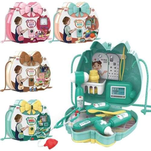 Girls Make Up Set Toys Pretend Play Mirror Simulation Cosmetic Bag Doctors kitchen ice cream Makeup Tools Kit kids Girl Toys