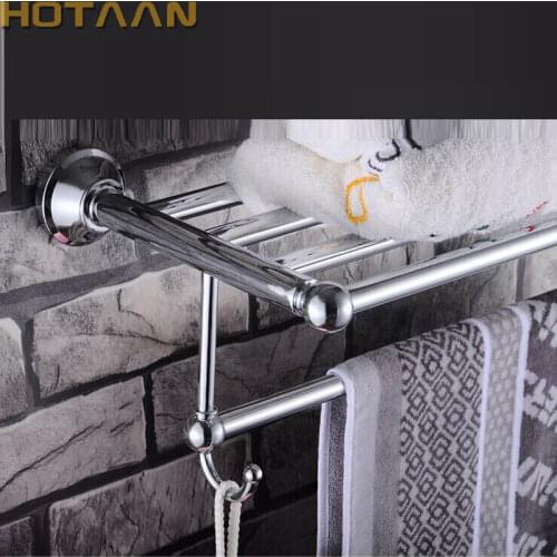 Wall mounted Bathroom Towel holder, Chrome Towel Rail, 60/50cm stainless steel Towel Rack with hooks