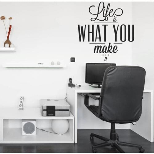 New Arrival Inspiring Quotes Decals For Bedroom Office Decor Life Is What You Make It Vinyl Wall Sticker Creative Stickers ZA715