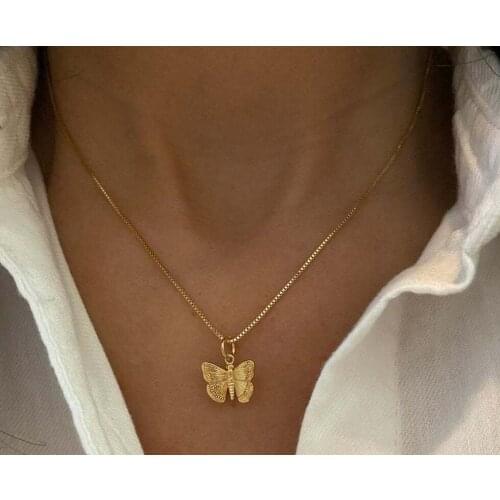 Cross-border Butterfly Pendant Necklace European and American Creative Retro Simple Butterfly Necklace Alloy Clavicle Chain