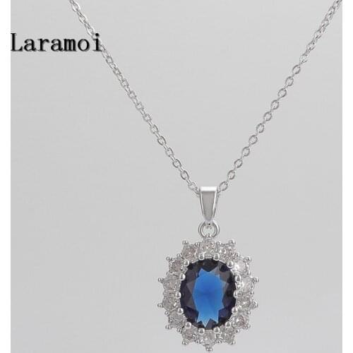Laramoi Women Stylish Oval Zircon Pendant Necklace Romantic Exquisite Clavicle Chain Birthday Anniversary Gifts Fashion Jewelry