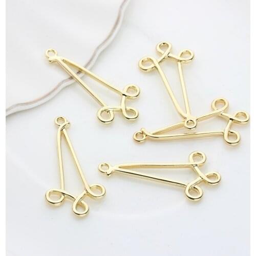 Zinc Alloy Gold Metal Geometric Lines Connectors Charms Pendant 6pcs/lot For DIY Drop Tassel Jewelry Making Finding Accessories