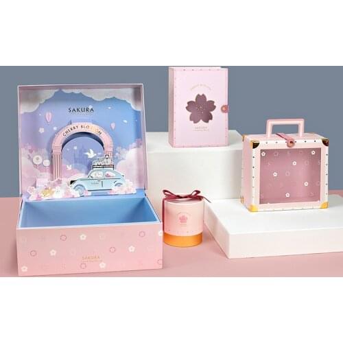 Pre-sale 2020 new cherry blossom Valentines Day gift box packaging cosmetics skincare jewelry box Party Favors gift for Guests