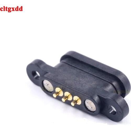 1 Pair Magnet Attraction Spring Pogo Pin Connector 3 Pin Pitch 2.3 MM Through Holes PCB Mount Male Female Probe Power Charge