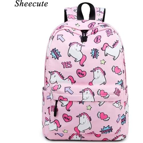 Unicorn Backpack Girls Children School Bags Shoulder Bags Lightweight Student Bag Cute Print Kids School Backpacks High Capacity