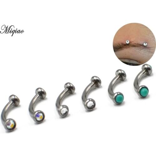 Miqiao 2pcs Steel Color Inner Teeth Curved Rod Eyebrow Nail Ear Bone Nail Small Internal Thread Earring
