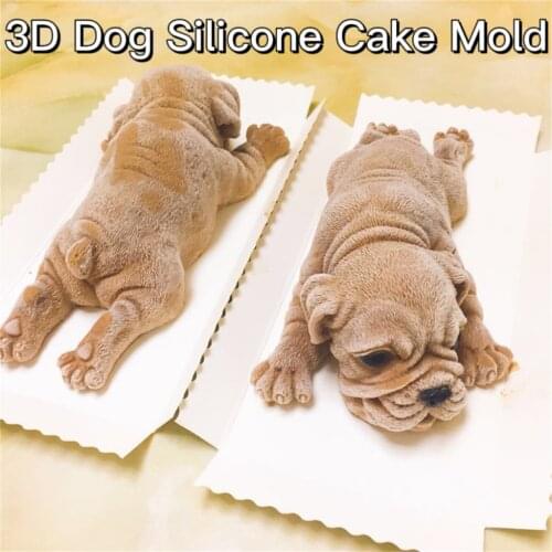 3D Dog Silicone Cake Mold Shar Pei Dog Shape DIY Mousse Cake Baking Decoration Tool Cute Chocolate Jelly Ice Cream Fondant Mold