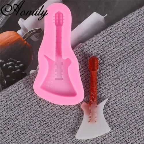 Aomily Guitar Shape Silicone DIY Cake Mold Chocolate Candy Jello Fondant Molds Biscuits Moulds DIY Bakery Pastry Tools Cake Mold