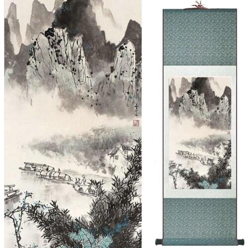 Old fashion painting landscape art painting Chinese traditional art painting China ink painting20190813051