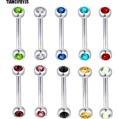 TIANCIFBYJS Mix 10 colors 16G Surgical Steel Eyebrow Ring Piercing Curved Barbell Bar Lip Ring Helix Earring Body Jewelry 100pcs