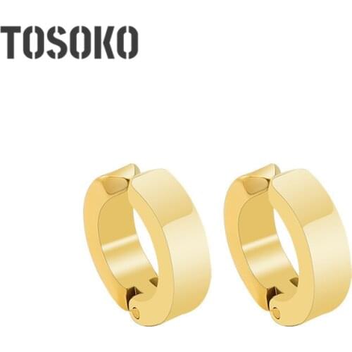 TOSOKO Stainless Steel Jewelry Earrings Without Ear Holes Womens Ear Clip Retro Simple Earrings BSF377