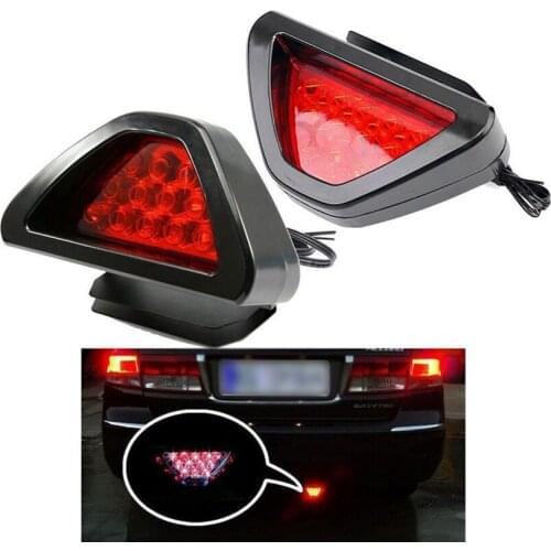 Triangular LED Brake Flashing Warning Light Car Rear Bumper Fog Light Strobe Decorative Headlight F1 Style Red