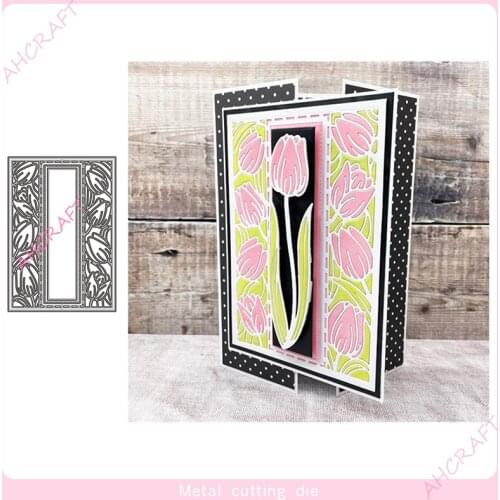 Tulip Flower Frame Metal Cutting Dies for DIY Scrapbooking Photo Album Decorative Embossing Paper Card Crafts Die 2021