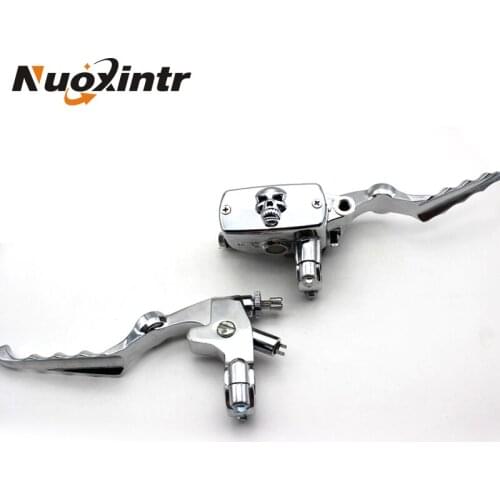 7/8" 22mm Universal Motorcycle Handlebars and Dual Brake Disc Hydraulic Motorcycle Skull Clutch Lever&brake pump Master Cylinder