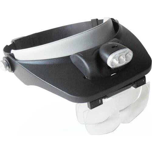 LED Illuminated Head Wearing Magnifying Glass 1.2x 1.8x 2.5x 3.5x Detachable Optical Lens Headband Magnifier Watch Repair Loupe