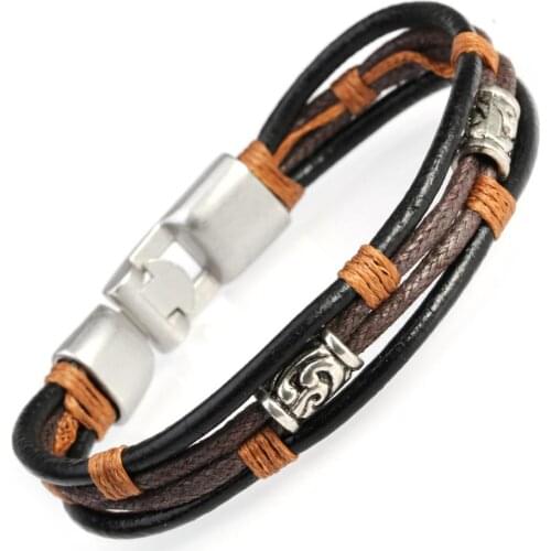 Vintage Leather Bracelet Mens Charm Multilayer Woven Woman bracelet Rope Bracelet For Men Gift