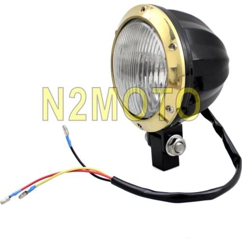 Motorcycle Custom 4" Headlight Vintage Head Light EMARK Brass Black Lamp for Harley Chopper Cafe Racer SX650 Bobber