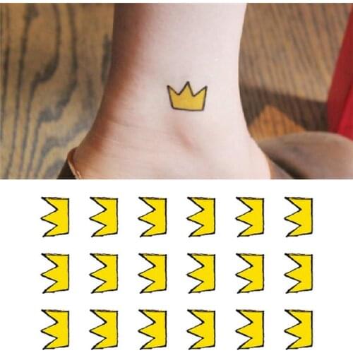 Waterproof Temporary Tattoo Sticker on body yellow crown tatto Transfer flash tatoo fake tattoos for girl kids child women